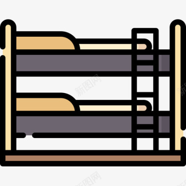 双层床家具31件线性颜色图标图标