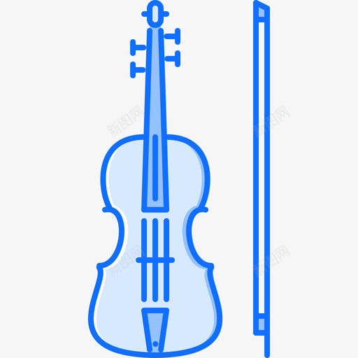 小提琴音乐44蓝色图标svg_新图网 https://ixintu.com 小提琴 蓝色 音乐44