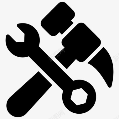 锤子和扳手施工工具手动工具图标图标