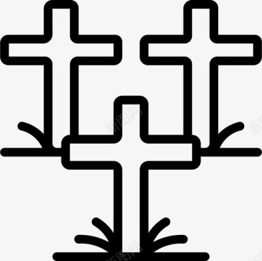 十字架纪念日直线图标图标