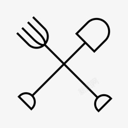 耙子铁铲农具图标农具耙子铲子图标高清图片