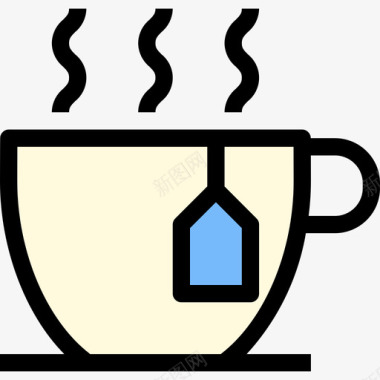 热茶饮料7线性颜色图标图标