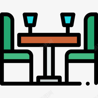 餐桌家和生活8线性颜色图标图标