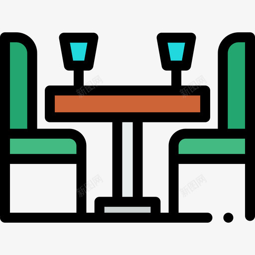 餐桌家和生活8线性颜色图标svg_新图网 https://ixintu.com 家和生活8 线性颜色 餐桌