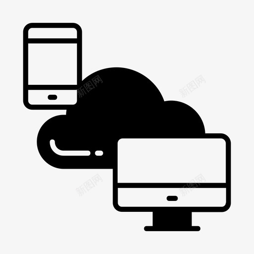 云网络计算机电话图标svg_新图网 https://ixintu.com 云网络 共享 数据 电话 计算机