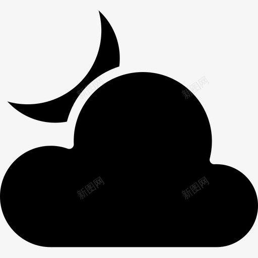 多云的夜晚180号天气填充图标svg_新图网 https://ixintu.com 180号天气 填充 多云的夜晚