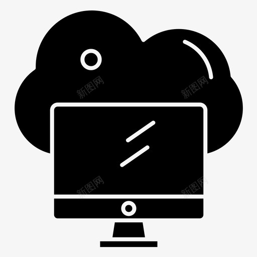 监视器云端锁定图标svg_新图网 https://ixintu.com 云端 监视器 锁定