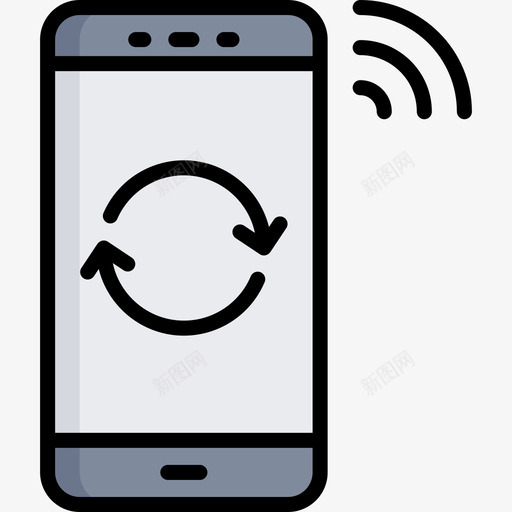 移动同步通知5线性颜色图标svg_新图网 https://ixintu.com 移动同步 线性颜色 通知5