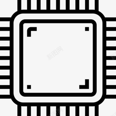 处理器计算机技术6线性图标图标
