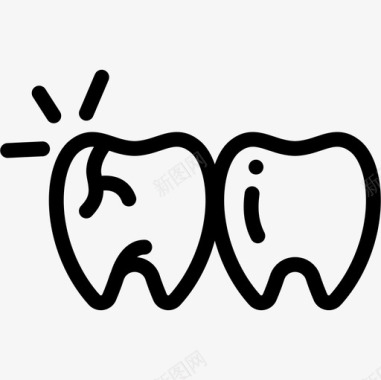 龋齿牙医20线状图标图标