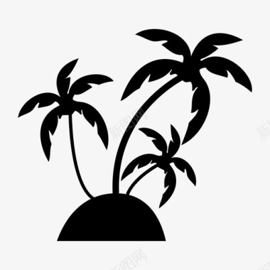 岛屿荒岛棕榈树图标图标