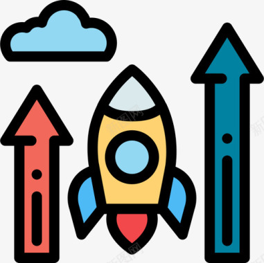 火箭市场增长10线性颜色图标图标