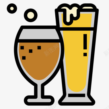 啤酒啤酒22线性颜色图标图标