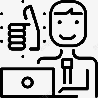 男人男人用笔记本电脑直线型图标图标