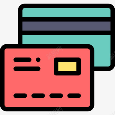 信用卡网上购物41线性颜色图标图标