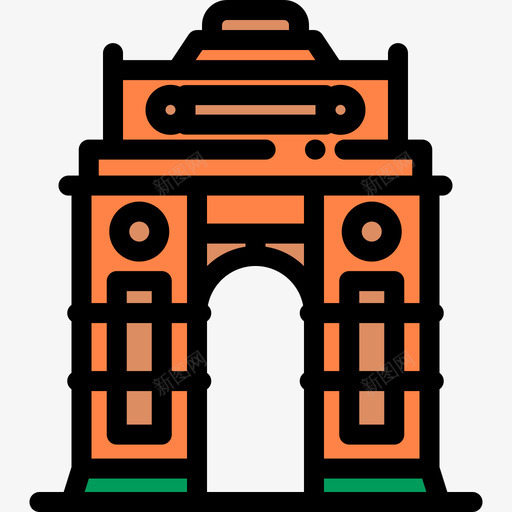印度门地标古迹10座线条色彩图标svg_新图网 https://ixintu.com 印度门 地标古迹10座 线条色彩