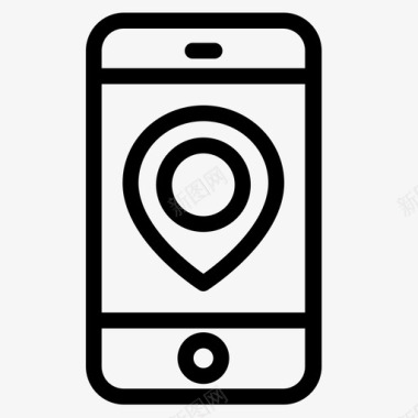 智能手机地图和导航5线性图标图标
