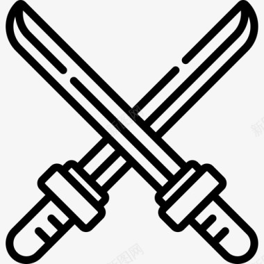 武士刀忍者9线性图标图标