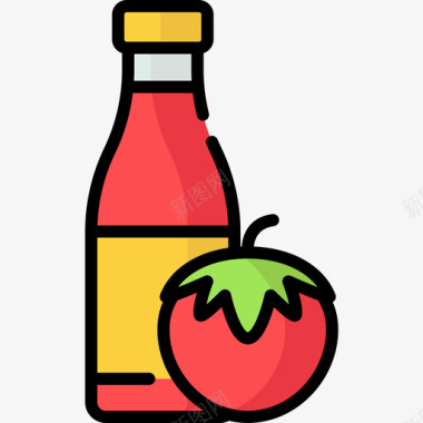 番茄酱快餐43线性颜色图标图标
