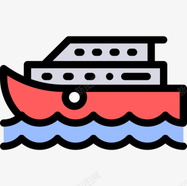 船荷兰4线性颜色图标图标