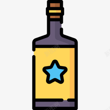 啤酒瓶夜派对16线性颜色图标图标