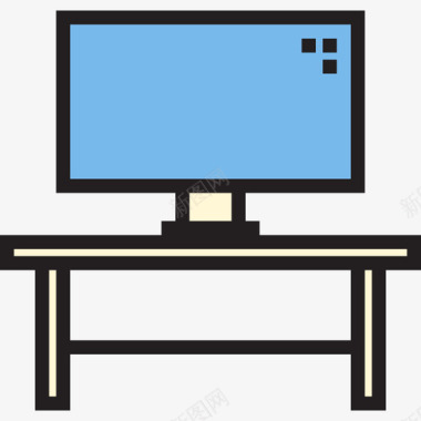 电视桌家用家具5件线性颜色图标图标