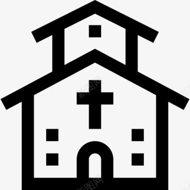 教堂建筑物和房地产直线型图标图标