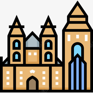 圣斯蒂芬斯大教堂18个地标建筑线性颜色图标图标