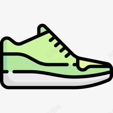运动鞋健身器材27线性颜色图标图标