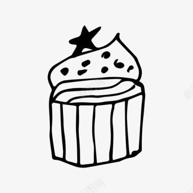 蛋糕面包店素描图标图标