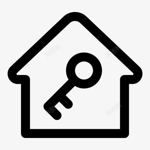 房子家钥匙图标svg_新图网 https://ixintu.com jumpicon安全粗体线 家 房子 财产 钥匙 锁