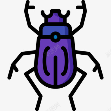 甲虫自然49线形颜色图标图标