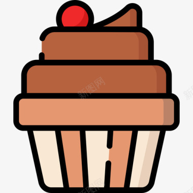 纸杯蛋糕食物84线性颜色图标图标