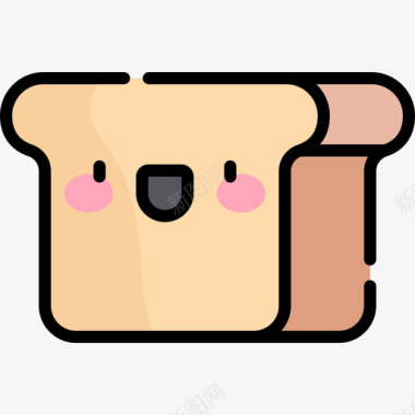 面包香肠蛋糕线形颜色图标图标