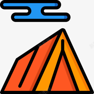 露营帐篷旅行138线性颜色图标图标