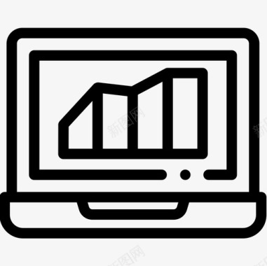 笔记本电脑市场增长线性图标图标