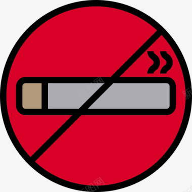 禁止吸烟酒店和旅游3线性颜色图标图标