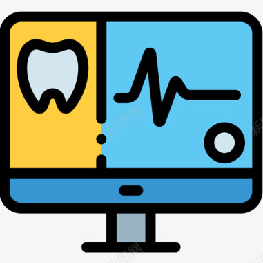 心电图监护仪牙医19线性颜色图标图标