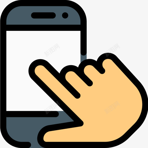 智能手机触摸手势7线性颜色图标svg_新图网 https://ixintu.com 智能手机 线性颜色 触摸手势7