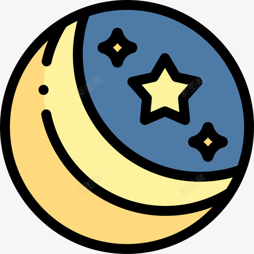 月亮和星星睡眠时间8线性颜色图标svg_新图网 https://ixintu.com 月亮和星星 睡眠时间8 线性颜色