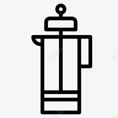 咖啡压滤机饮料法式压榨机图标图标