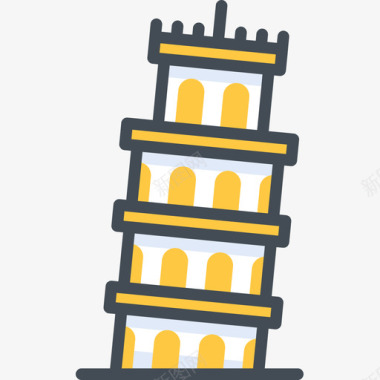 比萨斜塔纪念碑18双色图标图标