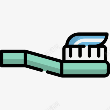 牙刷酒店119线性颜色图标图标