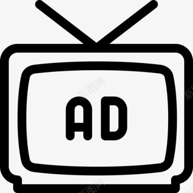 电视营销和广告9线性图标图标