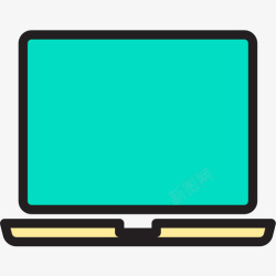 2D办公笔记本电脑办公用品2线性颜色图标高清图片