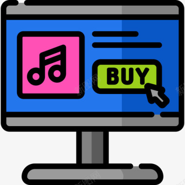 网上购物音乐商店13线性颜色图标图标