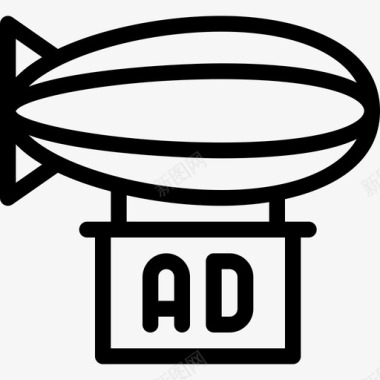 飞艇营销和广告9线性图标图标