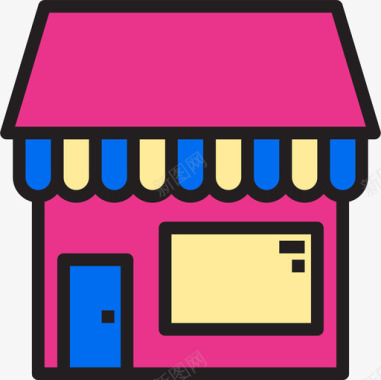 商店购物和电子商务5线性颜色图标图标