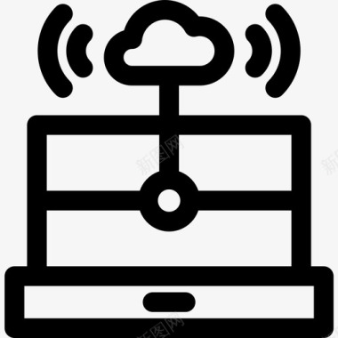 云计算互联网技术6线性图标图标