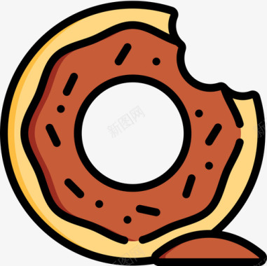 甜甜圈糖果店13线性颜色图标图标